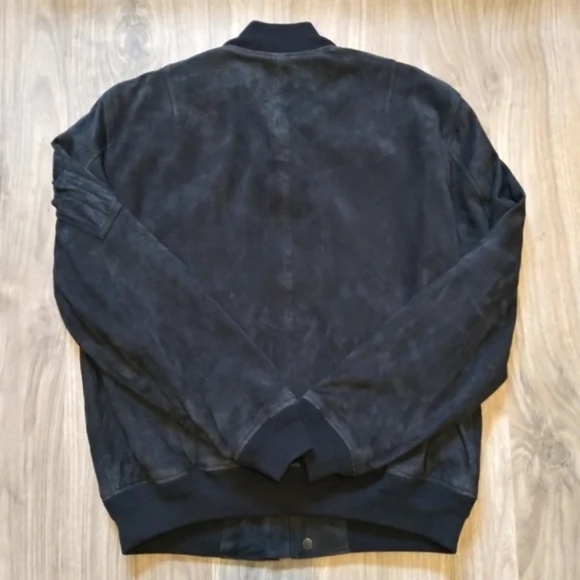 $1200 Polo Ralph Lauren Navy Blue Suede Aviator Bomber Jacket - Medium - Picture 3 of 16